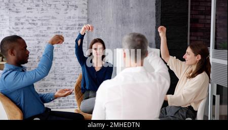 Sign Language Learning For People With Disability Stock Photo