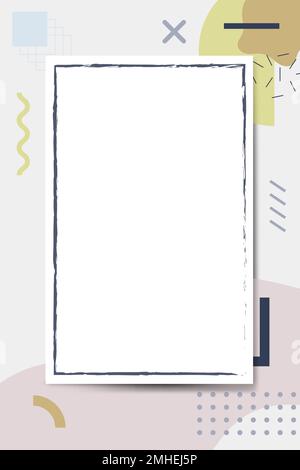Blue frame on Memphis design pattern background vector Stock Vector