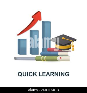 Quick Learning icon. 3d illustration from performance collection. Creative Quick Learning 3d icon for web design, templates, infographics and more Stock Vector