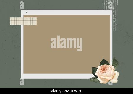 Blank collage photo frame template on green background vector Stock Vector