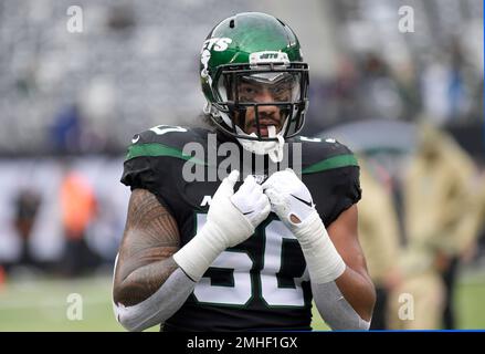 August 6, 2019, Florham Park, New Jersey, USA: New York Jets linebackers Frankie  Luvu (50) and Anthony Wint (52) during training camp at the Atlantic Health  Jets Training Center, Florham Park, New