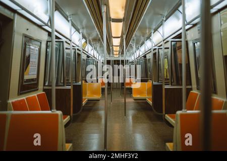 Interior of an old NYC Subway car, New York, New York Stock Photo - Alamy