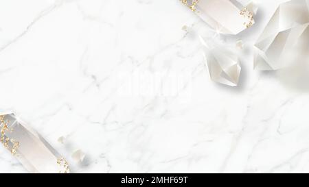 Crystal frame design on marble background vector Stock Vector