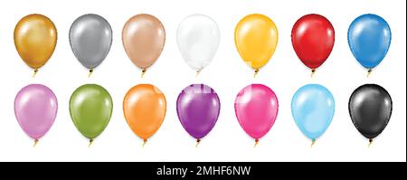 Set of 3d colorful balloons. Realistic balloons  Stock Vector