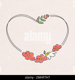Cute heart shaped floral wreath vector Stock Vector