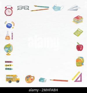 Education frame vector in watercolor back to school theme Stock Vector