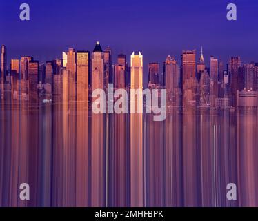 1992 HISTORICAL MIDTOWN SKYLINE HUDSON RIVER MANHATTAN NEW YORK CITY USA Stock Photo