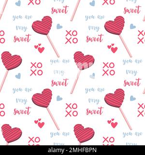 Valentines day vector seamless pattern. Doodle hand drawn illustration of cute romantic love background.. Stock Vector