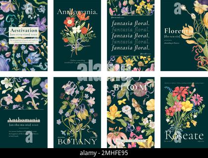 Editable beautiful floral template vector ad poster set Stock Vector