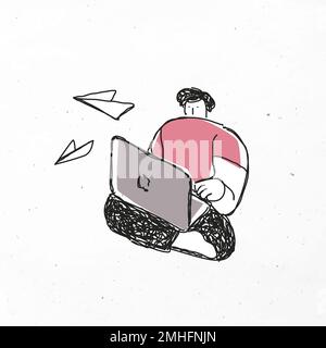 Man playing laptop vector clipart Stock Vector