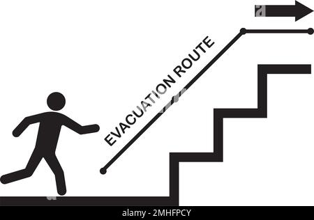 evacuation route or emergency stairs icon.vector illustration symbol design. Stock Vector
