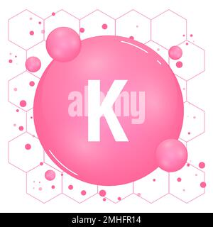 Kalium, Potassium minerals or vitamin K for health. Mineral vitamin complex. Medical and dietary supplement health care concept. Vector illustration Stock Vector