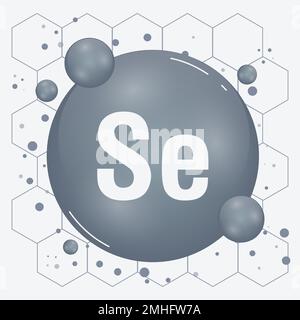 Selenium, Se minerals for health. Mineral vitamin complex. Medical and dietary supplement health care concept. Vector illustration Stock Vector