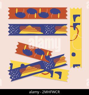 Colorful washi tape collection vector Stock Vector