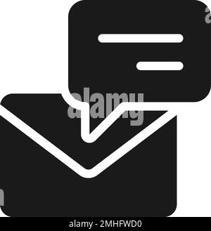Speech bubble with envelope black glyph icon Stock Vector