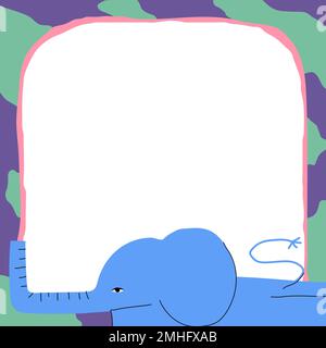 Elephant frame vector cute animal illustration Stock Vector