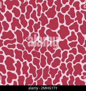 Seamless pattern with blob shape small abstract. Design 2023 in trendy colors Viva Magenta. Stock Vector