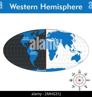 Western Hemisphere, globe, vector illustration Stock Vector