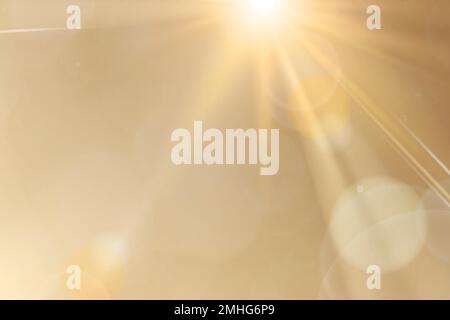 Natural light lens flare vector on gold background sun ray effect Stock Vector