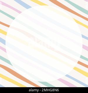 Colorful striped frame vector in cute pastel pattern Stock Vector