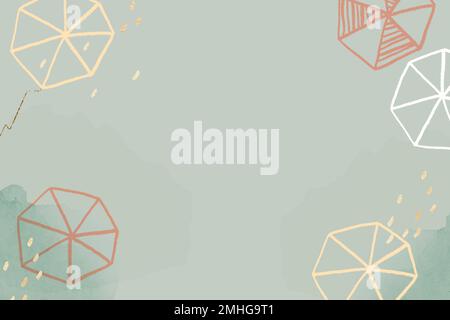 Rainy season background vector in green with cute umbrella illustration Stock Vector