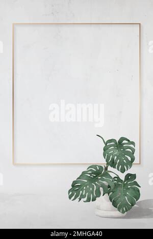 Blank rectangle monstera frame vector Stock Vector