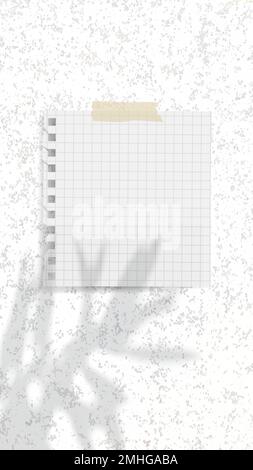 Paper note background wallpaper vector on aesthetic leaf shadow Stock Vector