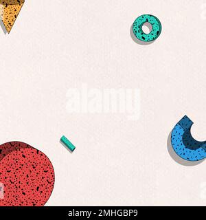 Colorful Memphis patterned on beige background vector Stock Vector