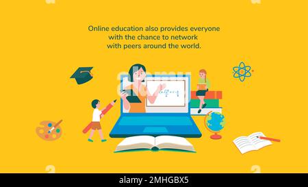 Virtual classroom editable template vector presentation Stock Vector