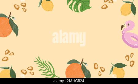 Tropical summer frame on a beige background vector Stock Vector