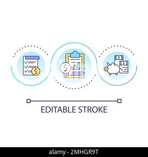 Analytics of financial assets loop concept icon Stock Vector