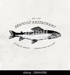 Vintage seafood restaurant vector fish logo business badge Stock Vector