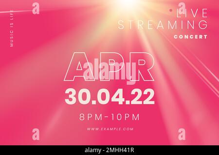 Editable pink banner template vector with light effect for live streaming concert in the new normal Stock Vector