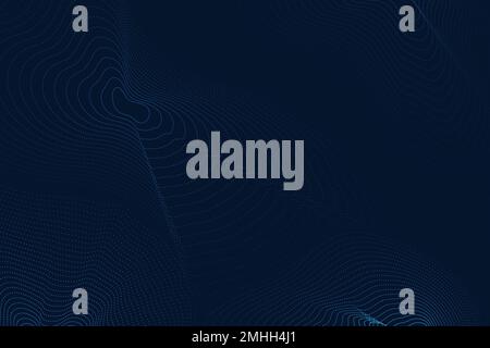 Dark blue technology background vector with  futuristic waves Stock Vector