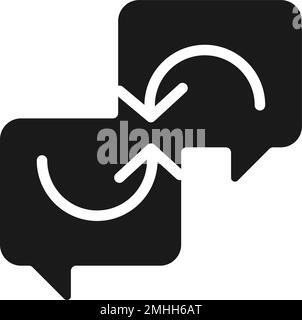 Exchange opinions black glyph icon Stock Vector