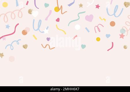 Confetti background vector in cute pastel pink pattern Stock Vector