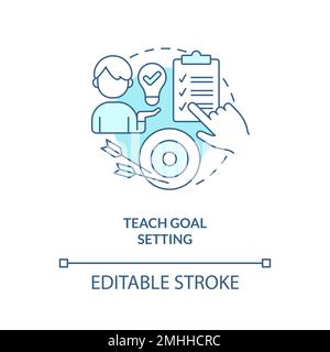 Teach goal setting turquoise concept icon Stock Vector