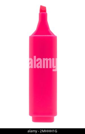 Pink highlighter pen on white background Stock Photo