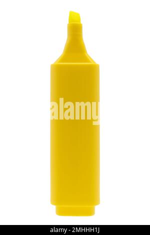 Yellow highlighter pen on white background Stock Photo