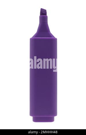 Purple highlighter pen on white background Stock Photo