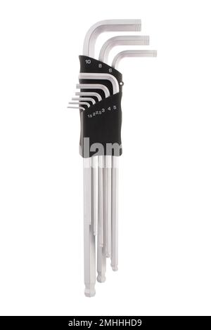 Hex key set on white background Stock Photo