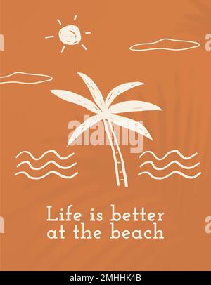 Editable summer doodle template vector with quote social media banner Stock Vector