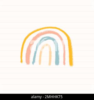 Hand drawn chalk rainbow vector diary cute doodle for kids Stock Vector