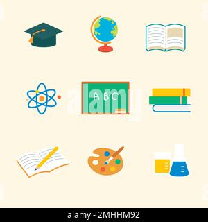 Educational icon vector flat graphic set Stock Vector