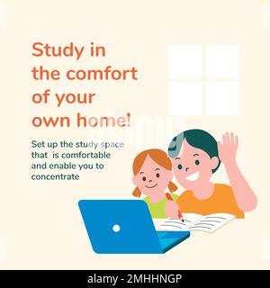 Virtual class editable template vector education in new normal Stock Vector