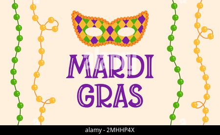 Mardi gras carnival party design. Fat tuesday, carnival, festival. For greeting card, banner, gift packaging, poster Stock Vector