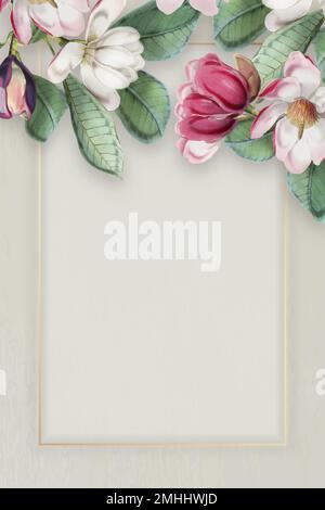 Pink blooming floral frame vector Stock Vector