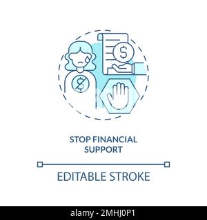 Stop financial support turquoise concept icon Stock Vector