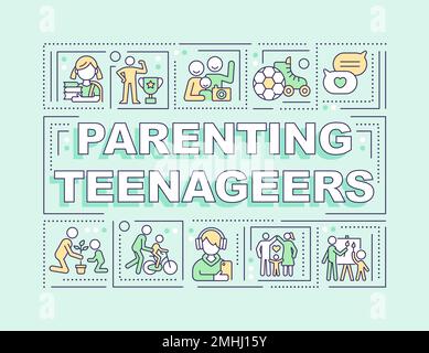 Parenting teenagers word concepts mint banner Stock Vector