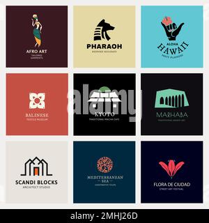 Colorful logo vector illustration for branding set Stock Vector